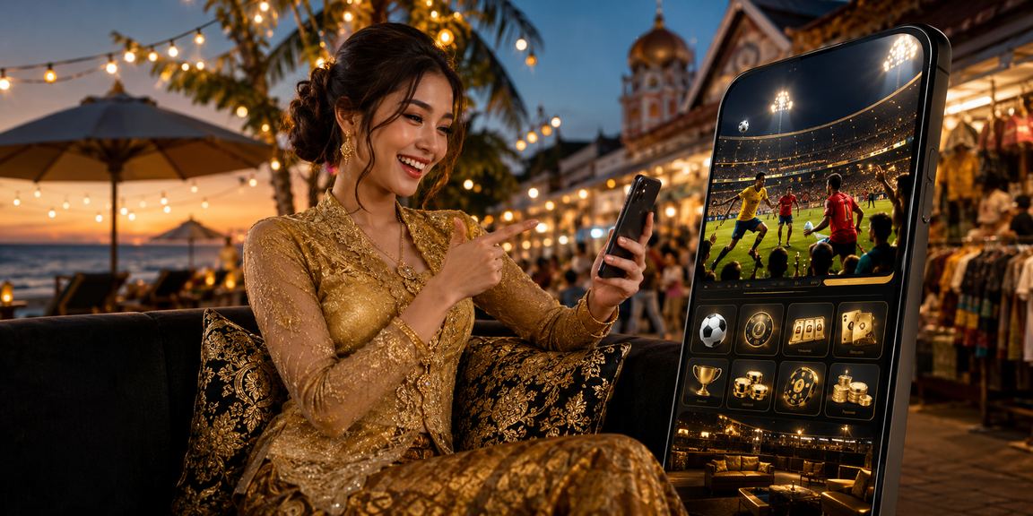 Pemain di Kota Bharu bermain kasino langsung ibayar88 menggunakan telefon mudah alih dengan pakaian kebaya