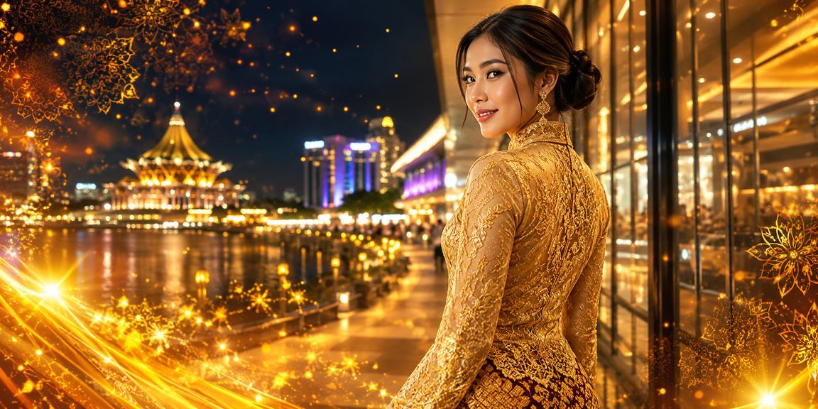 Suasana permainan meja kasino bergaya Kuching dengan pakaian kebaya di ibayar88